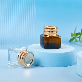 15g Empty Cream Jar Glass Eye Cream Bottle Brown Face Skin Care Mini Cosmetic Container Makeup Travel Portable - Thumbnail 3
