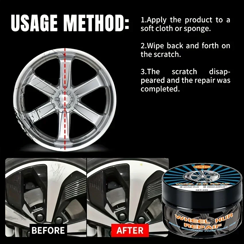 Wheel Hub Scratch Repair & Polishing Paste-Oxidation, Scratch & Swirl Remover Enhances Shine, Protects Hubs-Easy Application