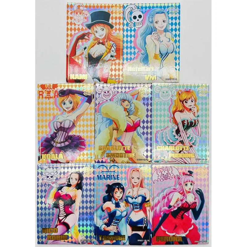 

Anime ONE PIECE Rare DR Reflections Flash Cards Nami ViVi Nico Robin Perona Toys for boys Collectible Cards Birthday Gifts