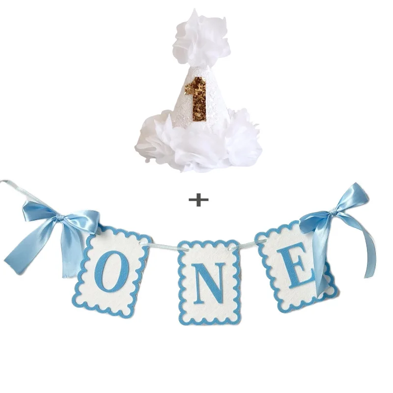 Sweet Bow ONE Non Woven Filz Banner Hut Erster Geburtstag Hochstuhl Girlande Foto Requisiten für Kindergeburtstag Babyparty Party Dekor – Detail 7