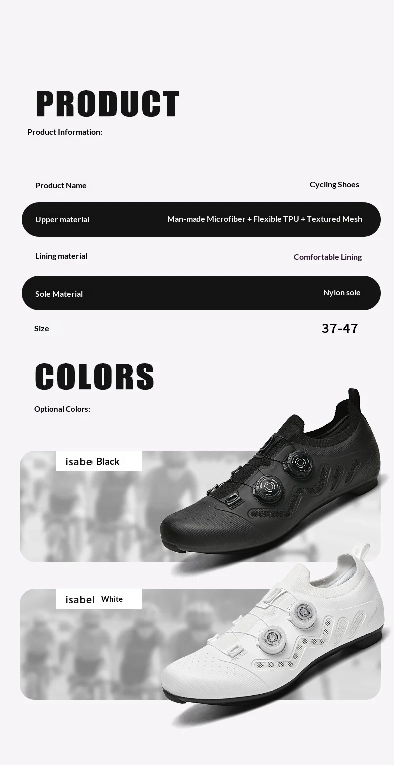 Ultraleichte Radsportschuhe für Herren, Rennradschuhe Härtegrad 12, Carbonfaser, Professionelle Selbstverriegelnde SPD-Stollen, Fußbekleidung – Detail 3