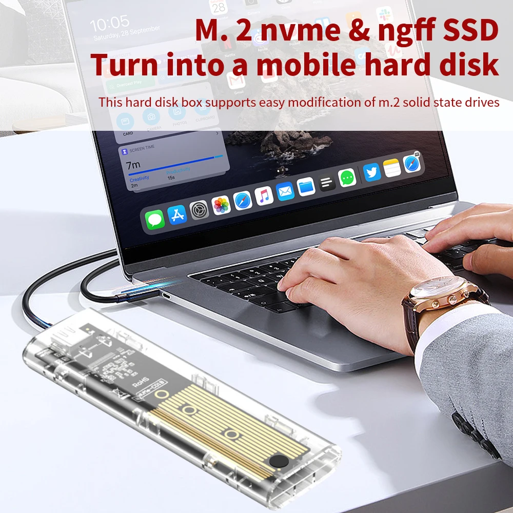 M.2 NVME PCIe NGFF SATA Dual Protocol SSD Case USB Type C 10Gbps PCI-E M2 SSD External Enclosure Hard Disk Box