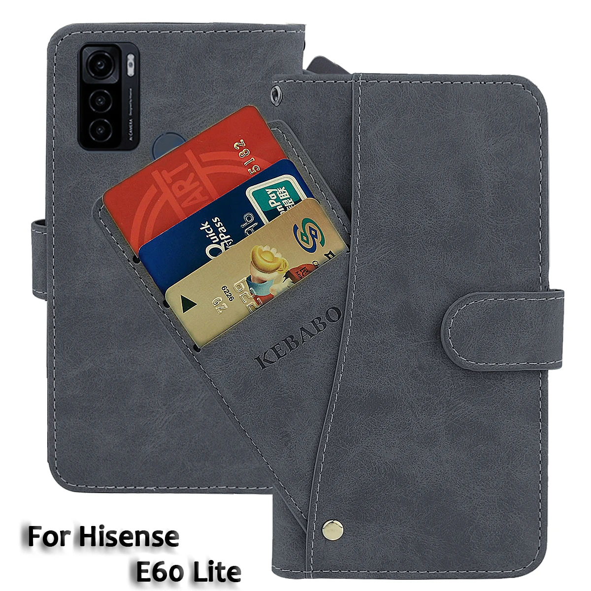 

Vintage Leather Wallet Hisense E60 Lite Case 6.52" Flip Luxury Card Slots Cover Magnet Phone Protective Cases Bags