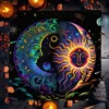 Mystical Colorful Sun and Moon Tarot Card Tablecloth Astrological Divination Altar Cloth Card Game Mat Witchcraft Witchy Decor 2