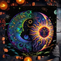 Mystical Colorful Sun and Moon Tarot Card Tablecloth Astrological Divination Altar Cloth Card Game Mat Witchcraft Witchy Decor 2