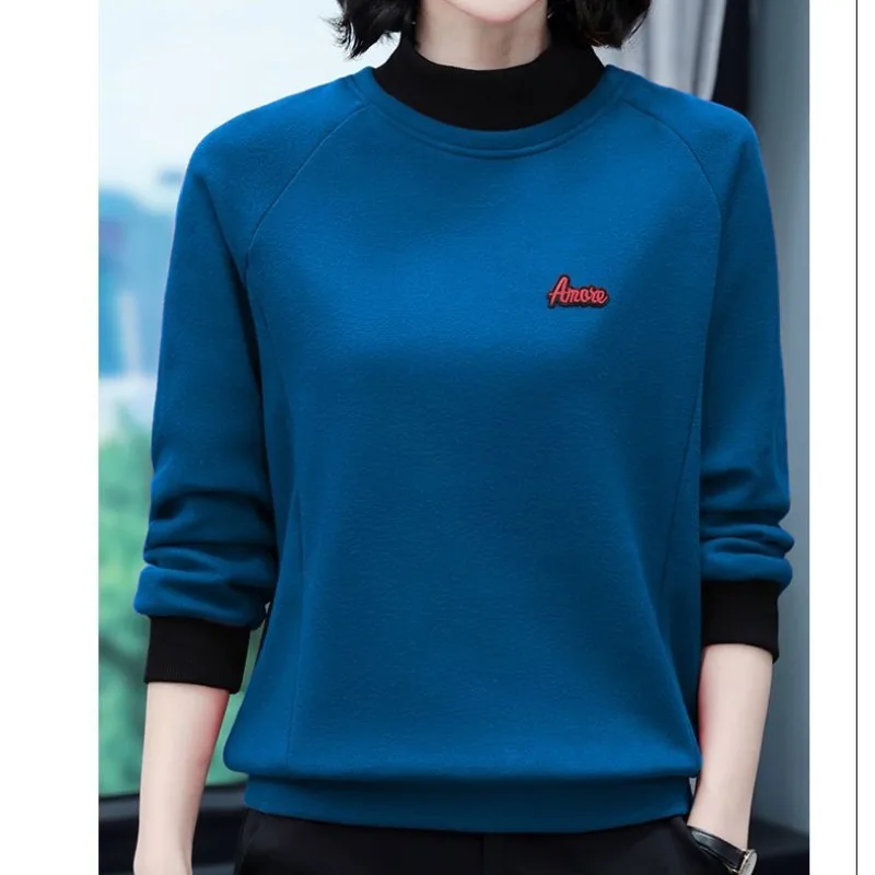 2023 Autumn and Winter Pure Cotton Women's Half High Neck Sweater Casual Elegant Loose Pullover Solid Color High Street Tops