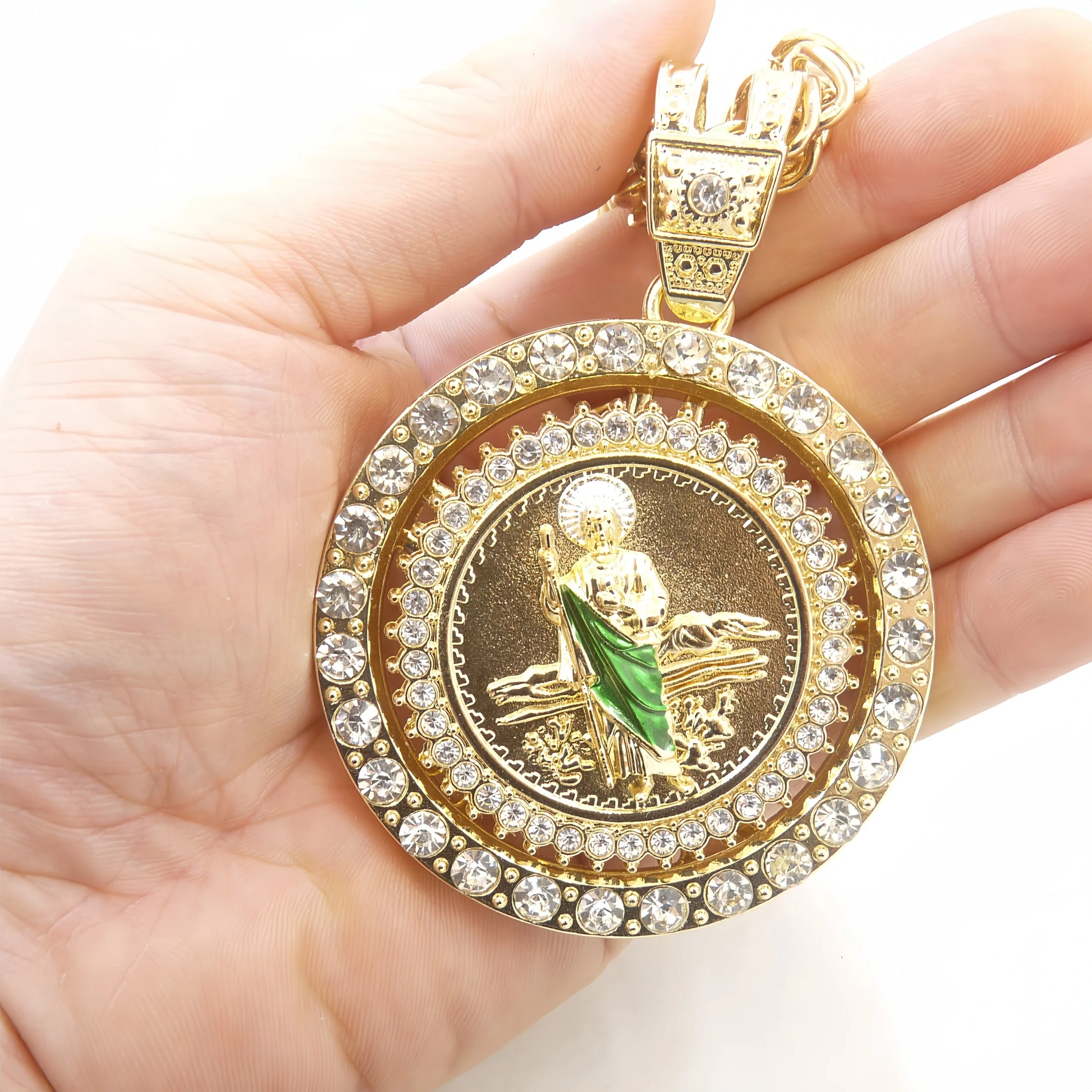 Judas Tadeo Gold St Jude Pendant Medallion Saint Jude Gold