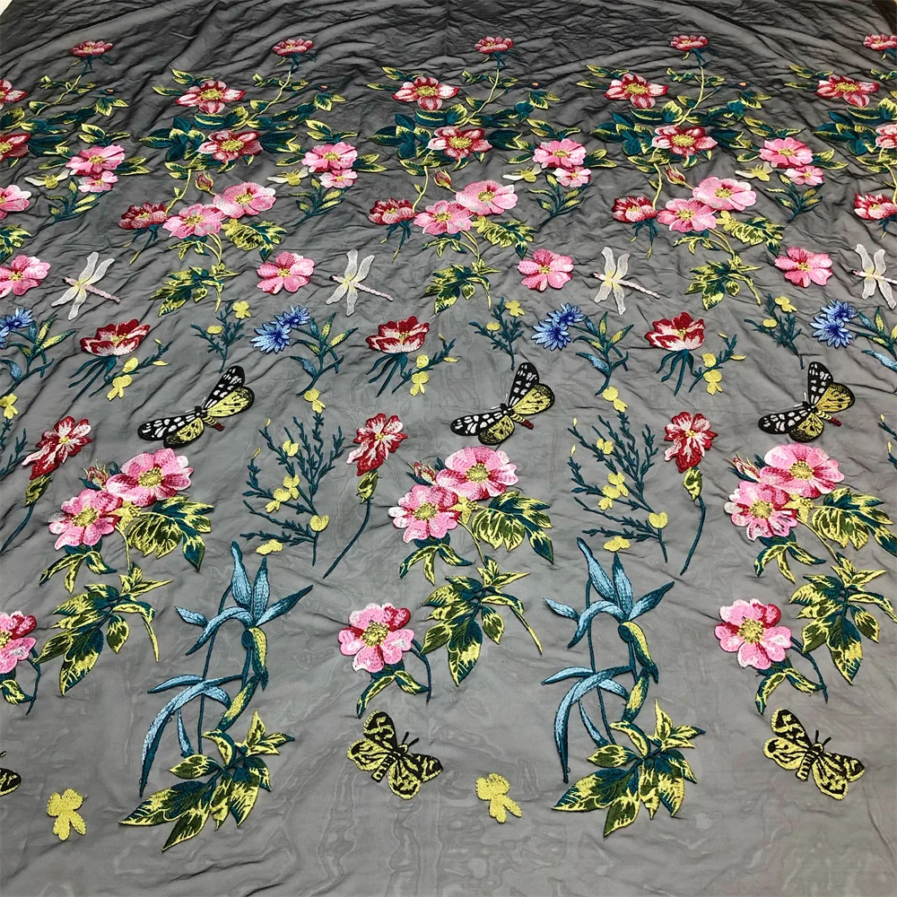 Neuer Stil, Mesh-Stickerei, afrikanischer Spitzenstoff, 2025, hochwertige Spitze, wasserlöslich, modisch, weicher Spitzenstoff, 5 Yards