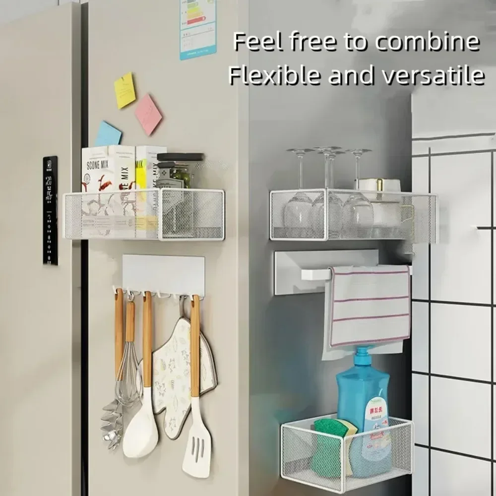 Magnetic Storage Rack Refrigerator Outer Magnet Hanging Divine Artifact Portable Kitchen School on The Bed Snack Storage Shelves