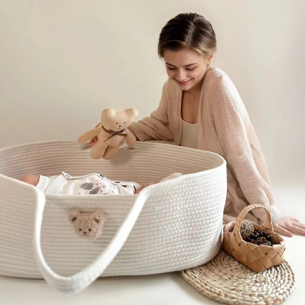 Berceau de Couchage en Corde de Coton Tissée pour Bébé, mir de Rangement pour Couches, Décoration de Chambre d'Enfant, 1 Pièce