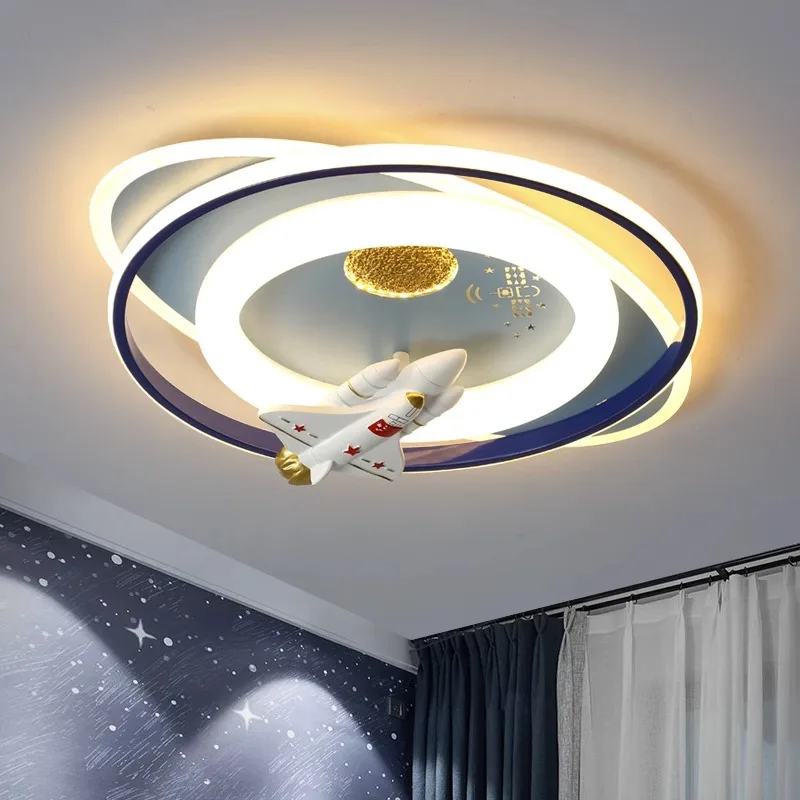 Ceiling Lights for Kids Princess Room Astronaut Boy Girl Bedroom Spaceman Rocket Rabbit Children's Modern LED Chandelier Lamp