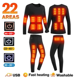 Winter Heated Jacket Men Self Heating Vest Women Heated Thermal Underwear Ski Suit USB Electric Heating Clothing Long Johns Man