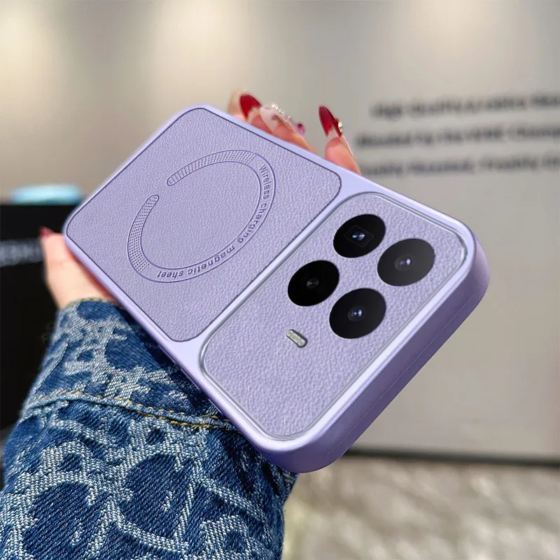 Luxury Leather Texture Magnetic Wireless Charging Shockproof Bumper Case