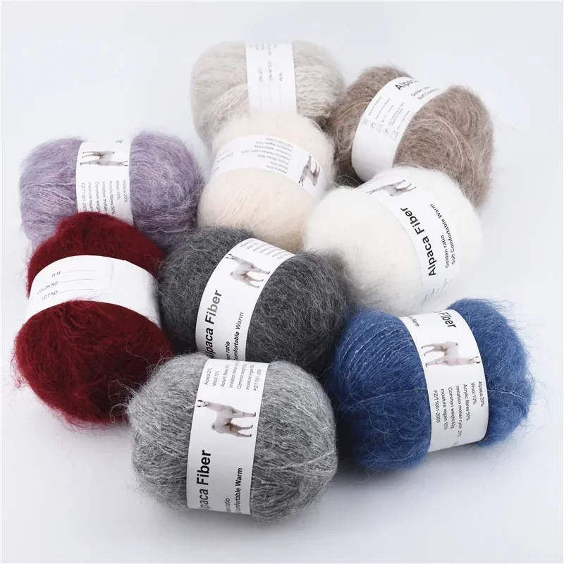 1pcs 50g Alpaca Mohair Yarn Long Plush Thick Crochet Wool Yarn For Knitting Scarf  Baby Sweater Summer Winter Thread 380m/416yd 2