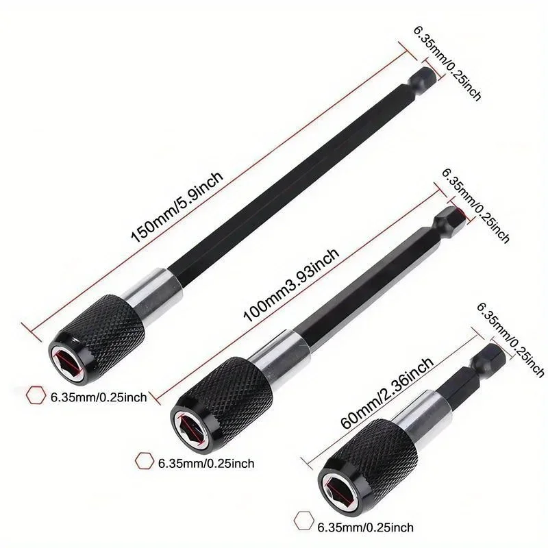 1/3pcs Magnetic Drill Bit Extension Set Quick Release & Universal Impact Electric Motor Drill Bit Holder Durable Tool