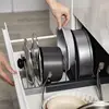 Expandable Stainless Steel Storage Rack Kitchen Cabinet Holder for Pan Pot Lid Cutting Board Drying Cookware Dish Rack Organizer 5