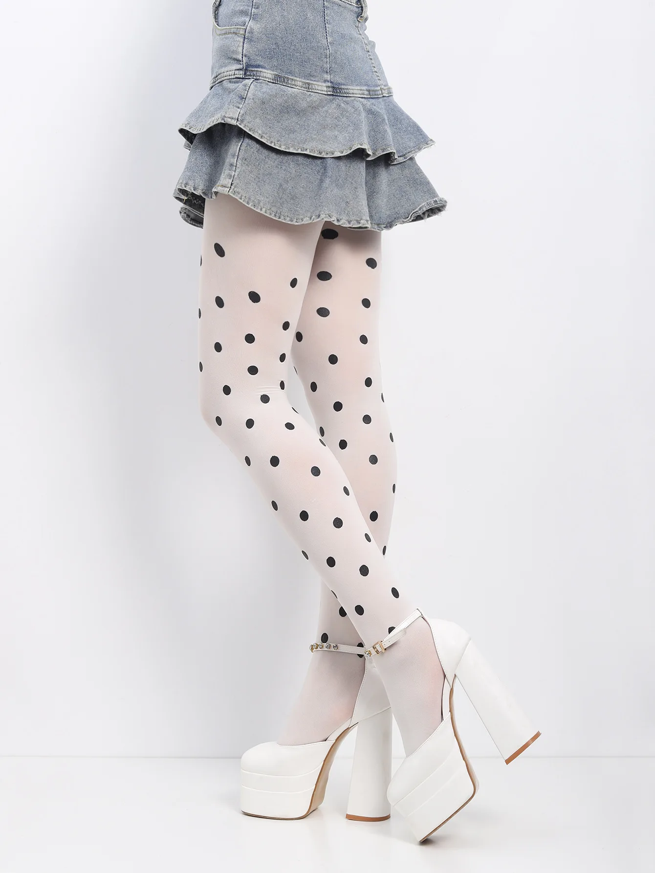 Vintage Dot gemusterte blickdichte Strümpfe Strumpfhosen seidige Fußstrumpfhosen für Frauen Strumpfhosen japanische JK Girl Dot seidige Strümpfe – Detail 14