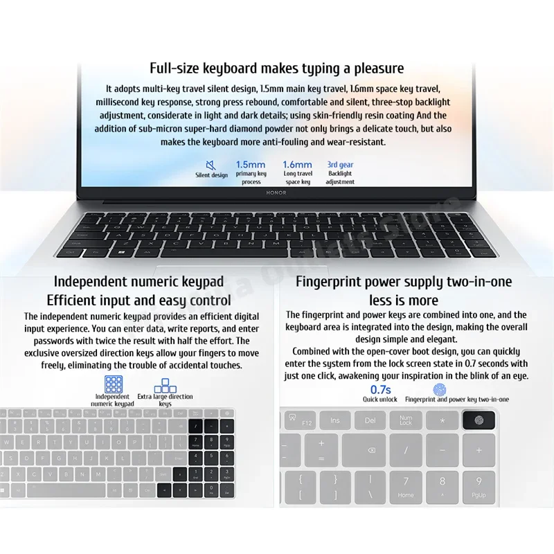 New HONOR Laptop MagicBook X16 Plus 16"Inch 2.5K 120Hz AMD Ryzen R7 8845HS 16/32GB 512GB/1TB Computer PC Notebook Ultrabook 4