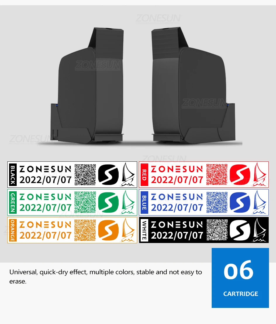 Ручной струйный принтер ZONESUN, портативная машина для кодирования даты, QR-код, штрих-код, серия, серийный номер, печатная машина для бутылок ZS-DC1 