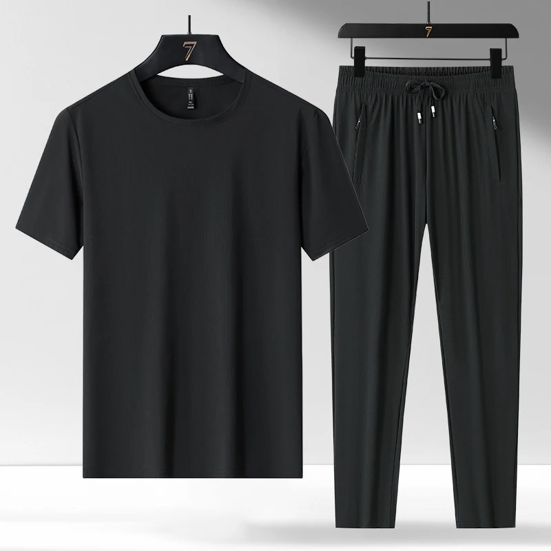 Fashion Loose Elastic Waist Zipper Pockets Bandage Casual Sets 2024 Men Clothing Summer New Oversized Solid Color Men's Sets