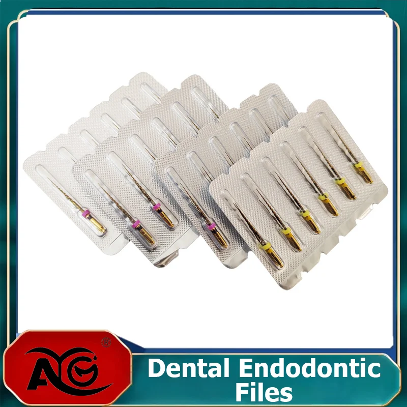 AG 5Pack Dental Root Canal EndodonticFile 21/25mm Gold Heat Activated Rotary File Flexible Dentist Materials Dentistry tools
