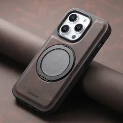 Magnetic Faux Leather Card Holder with Wireless Charging Kickstand - iPhone 12 Pro (Brown)