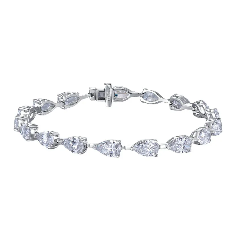 

2023 New S925 Silver Bracelet 5 * 8 Full Diamond Pear Shape Fashion and Elegant Ins Mingyuan Style