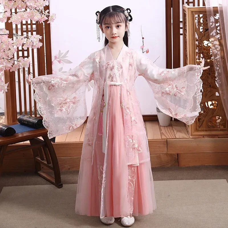 Children Princess Costume Girls Dresses Hanfu Vintage Style Kids Clothes
