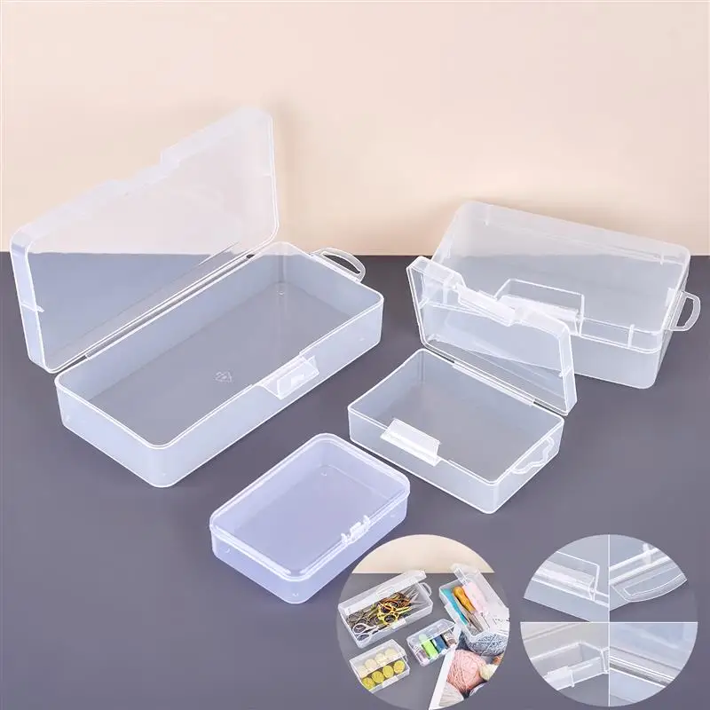 Mini Storage Box Transparent Plastic Jewelry Storage Box Container Portable Sewing Tool Needle Thread Packaging Case