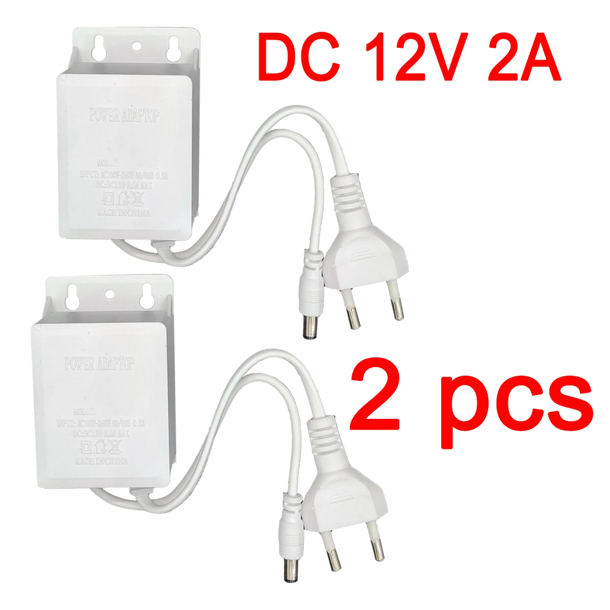 2pcs 전원 어댑터 EU 야외 방수 AC 100-240V 입력 DC 12V 볼트 출력 공급 충전기 유럽 범용 어댑터 변환기