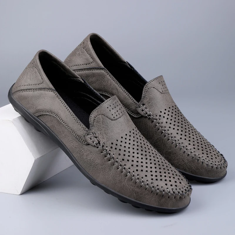 Split Leather Men Loafers Slip On Flats Casual Shoes For Men Moccasins Super Soft Men Footwear For Summer And Spring 6