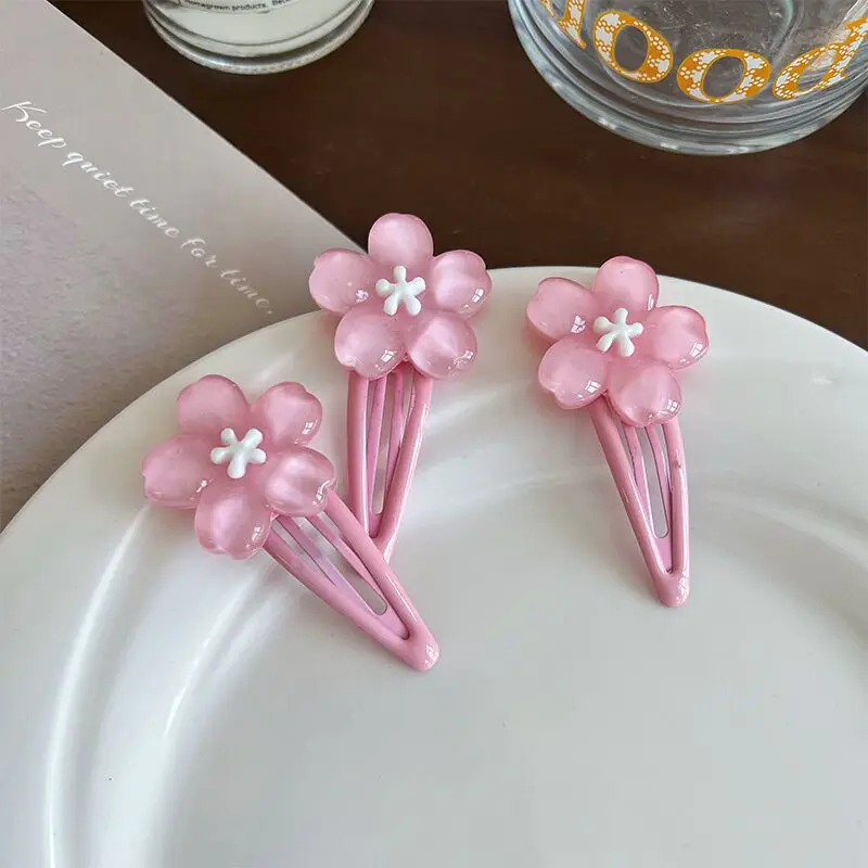 Süße süße Kirschblüten-Haar-Seitenclip, Kopfbedeckung, süße Mädchen, BB-Clip, Y2K-Seiten-Pony-Clip, Haar-Accessoires, frische Blumen, Haarnadeln – Detail 2