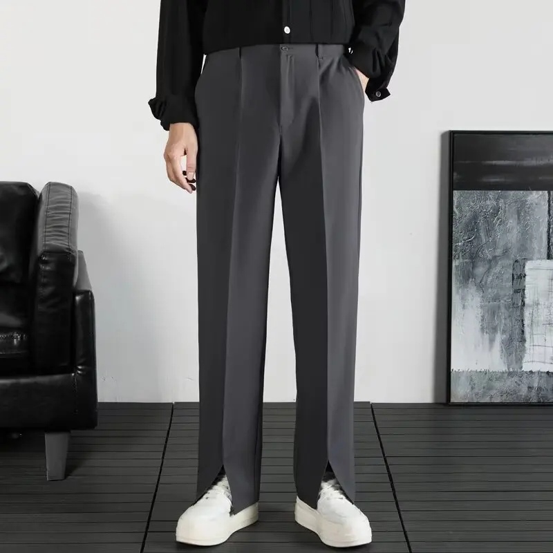 Spring and Autumn Mens Designer Clothes Men's Social Pants Summer Man Dress Pants Costumes Cropped Trousers Korean Fashion Men