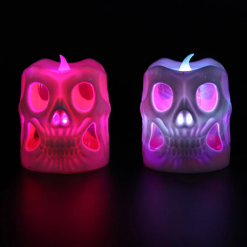 

LED Seven-color Electronic Flashing Pumpkin Light Halloween Skeleton Candle Light Decoration Supplies Night Light