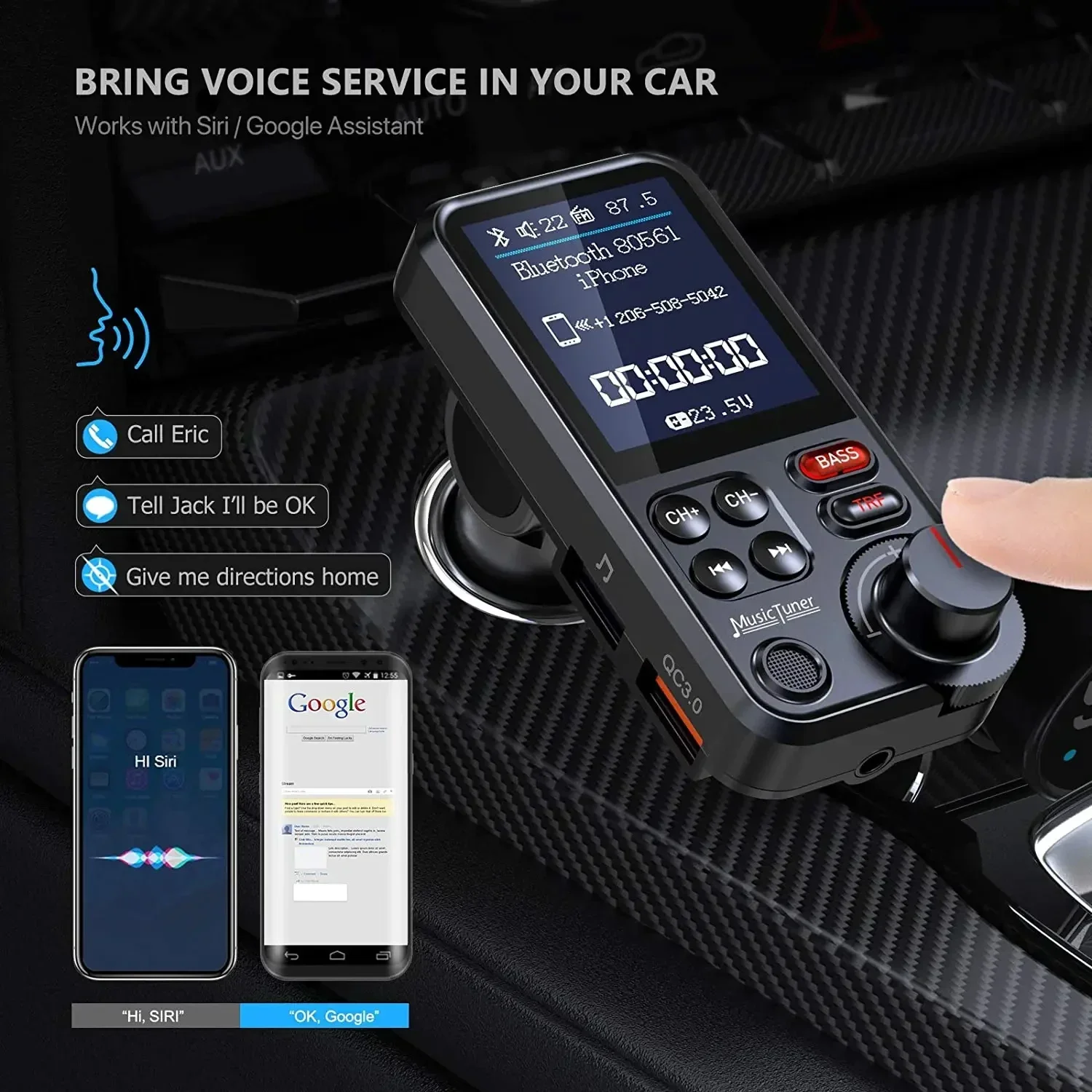 Bluetooth FM Transmitter Car MP3 Player with USB and HIFI Sound Quality