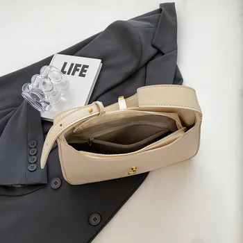 Linke Seite einfache Leder Umhängetasche für Frauen Mini niedlichen Trend Handtaschen und Geldbörse Lady Y2k einfarbige Umhängetaschen — изображение 6