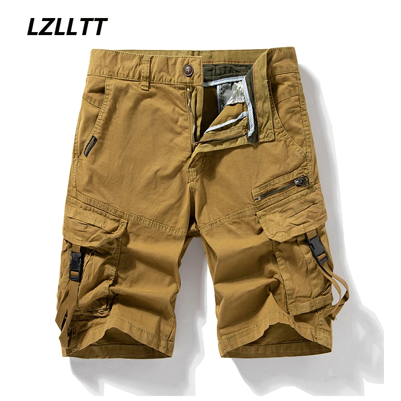

Men Cargo Shorts Summer Mens Fashion Casual Cotton Multi Pockets Shorts Outdoor Solid Quick Dry Joggers Tactical Shorts Male Hot