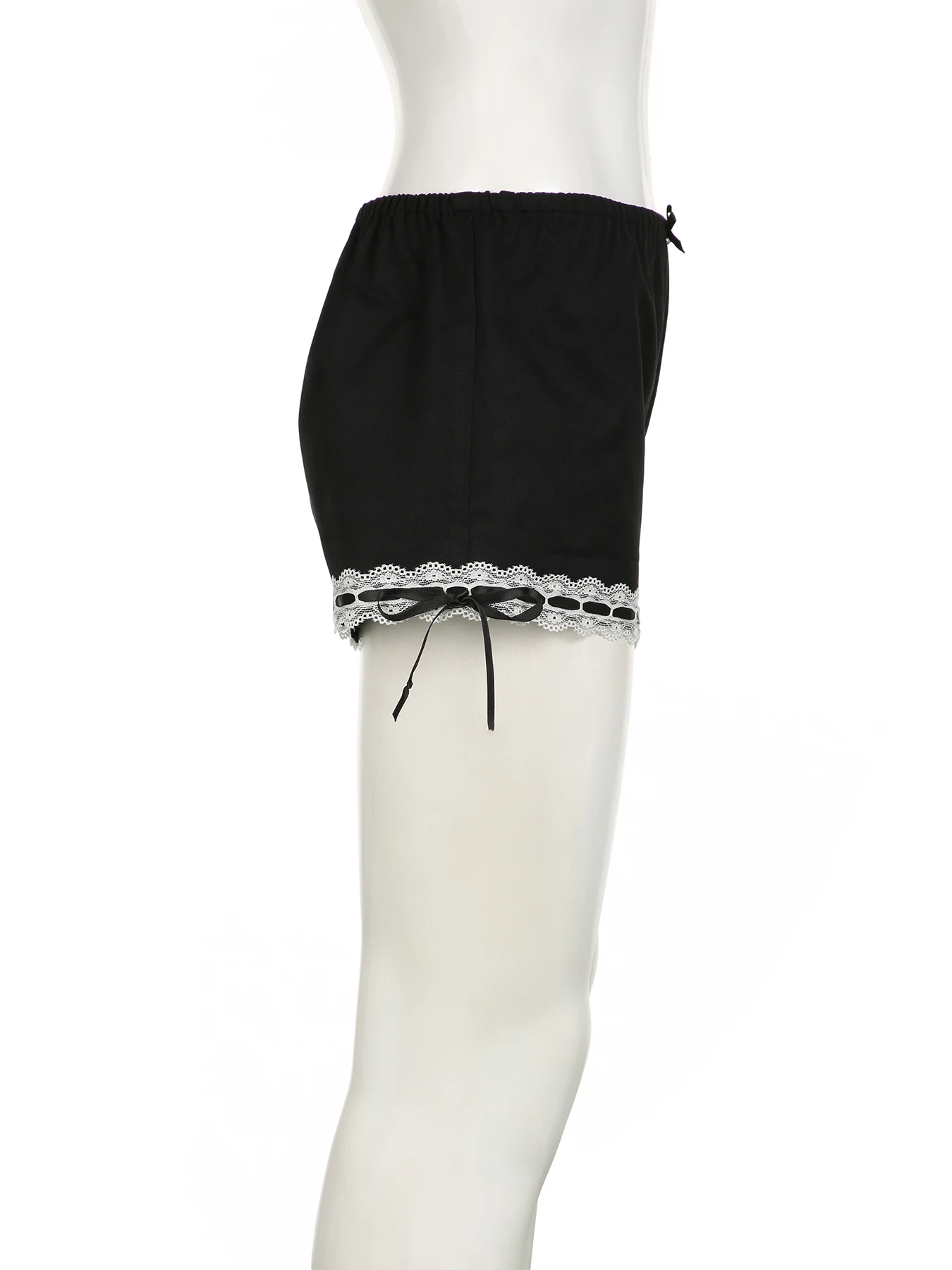 IAMSURE Casual Slim Lace Bow Bandage Shorts Sweet Basic Patchwork Low-Waisted Shorts Women 2024 Summer Fashion Streetwear Lady