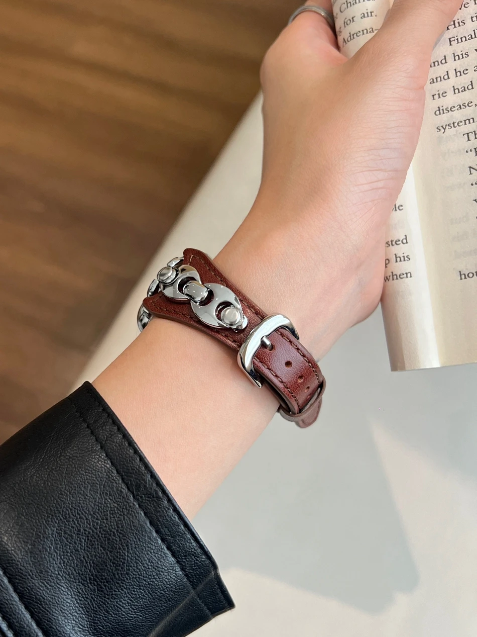 Armband für Apple Watch Band S11/10/9/8/7/SE/6/5/Ultra 3 2 IWatch 49/46/45/44/42/41/40/38 mm Luxus D Metall Leder Damen Armband – Detail 9