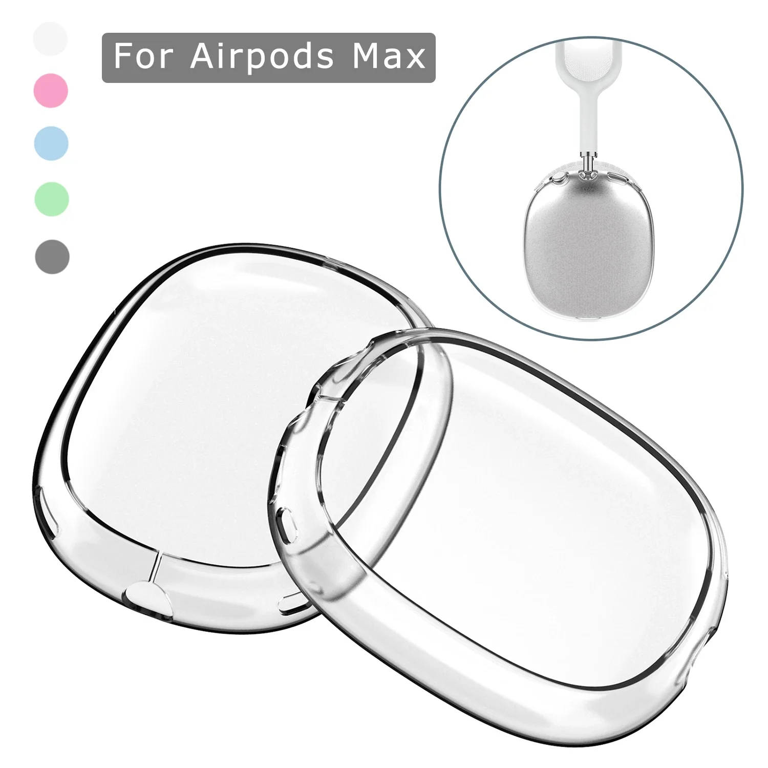 2pcs/set Soft Anti-Scratch Transparent Cover For AirPods Max TPU Wireless Shockproof Headphones Case Protective Sleeve Protector