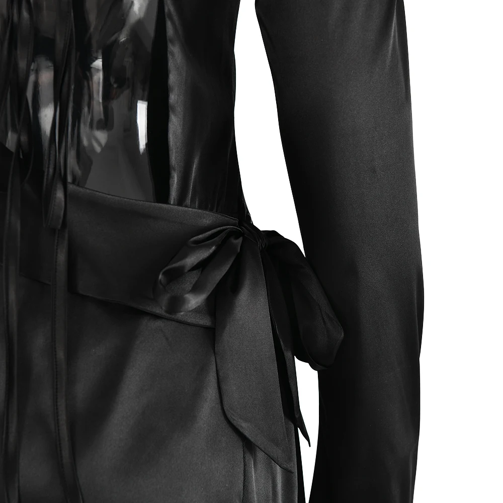 JULISSAMO 2025 New Backless Bandage Irregular Satin Sexy Mini Dress For Women Party Clubwear Long Sleeve Solid Dresses