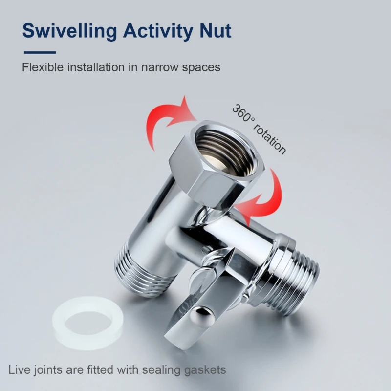 1/2 X 1/2 X 1/2'' Tees Stop Valves 3 Way Diverters Connector Toilet T Adapter for Dishwasher Washing Machine Easy to Use