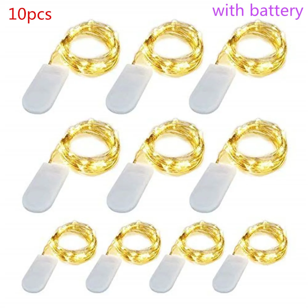 

10pcs/lot Include Battery LED Light String Copper Wire IP67 DIY Fairy Holiday Lights Party Wedding Christmas Wreath Decoration