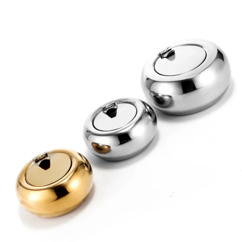 Stainless Steel Ashtray Lid Detachable Outdoor Cigarettes Tray Holder Home Bedroom Office Tabletop Decoration Gift Acc stainless steel ashtray metal ashtray