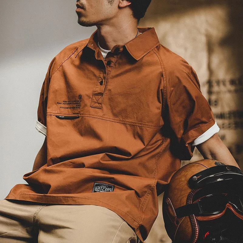 

Men's New Top Work Dress Shirt Men's Vintage Short Sleeve Loose Shirt Collar Half Sleeve T-Shirt Casual Summer Ins Thin Shirt