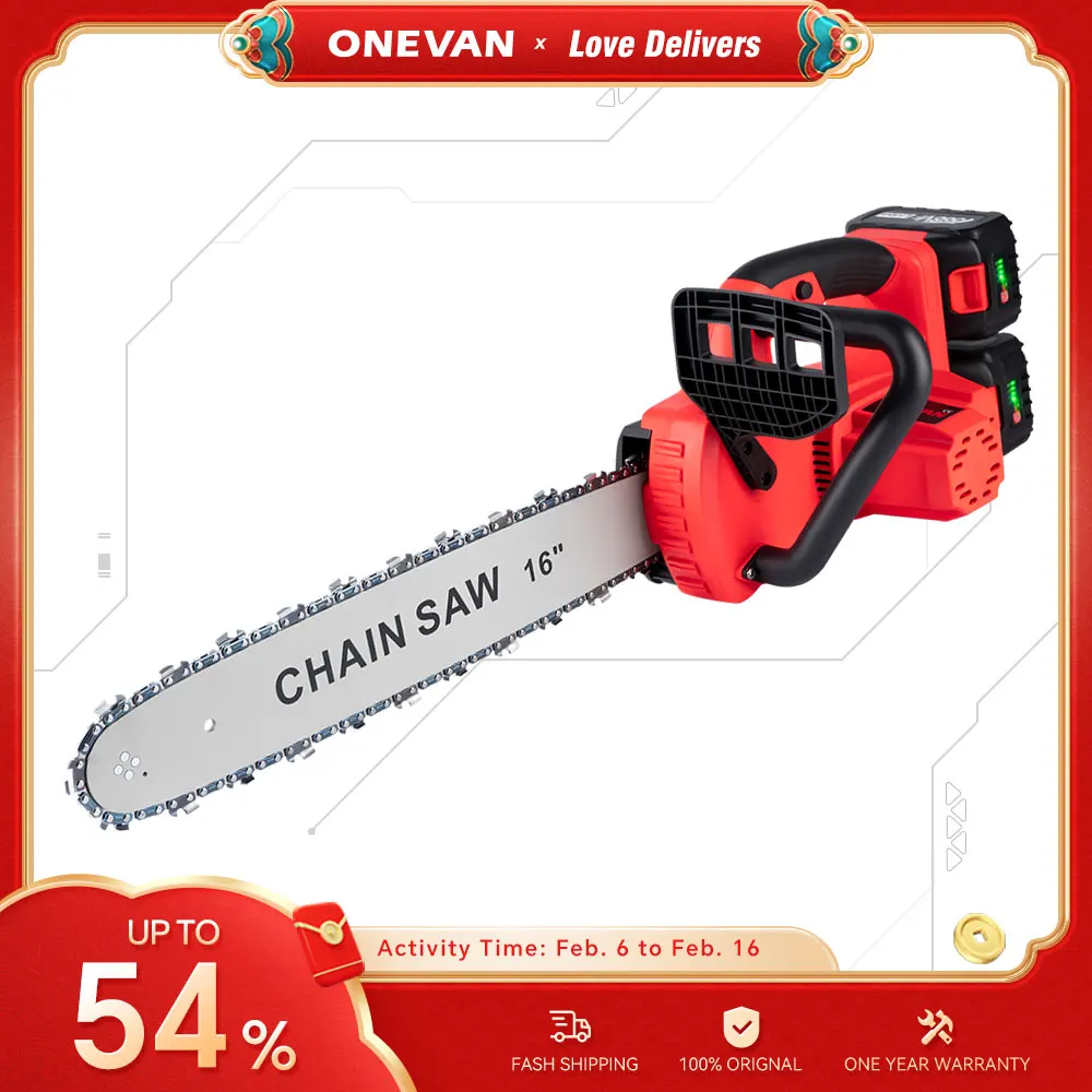 Onevan 7980W Motosega Elettrica 16 Pollici Motore Brushless Motosega Elettrica Lavorazione Del Legno Utensile Elettrico Sega A Batteria Per Batteria M