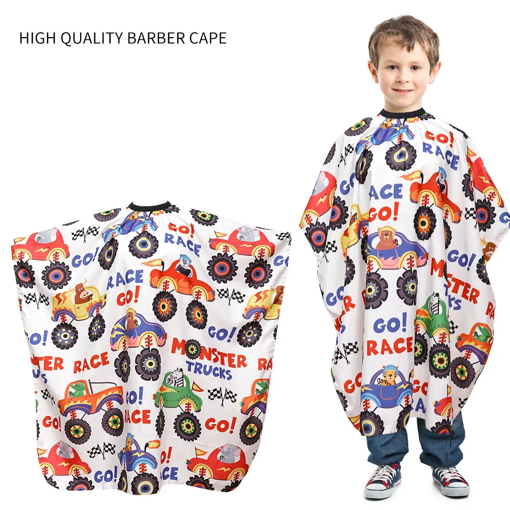 90*75CM Kids Cartoon Haircut Cape Professional Barber Haircut wrap Salon Children Waterproof Cutting Gown Hair Styling Supplies 6