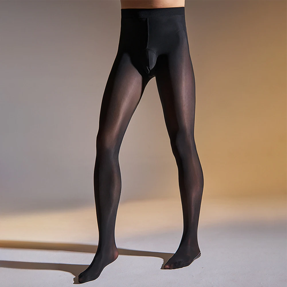 Sexy Plus Size Men Pantyhose Ultra-Thin Sheer Shiny Stockings Tights Underwear Stretch Long Leggings For Man Stockings