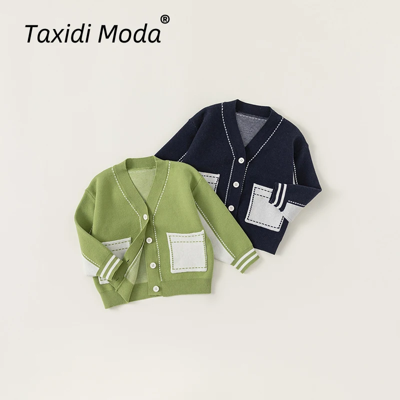 

Patchwork Letter 2024 Spring Autumn New Kids Sweater Boy Girls Cardigan Knitted Coat Toddler Knitwear Children Clothes For 1-8Y
