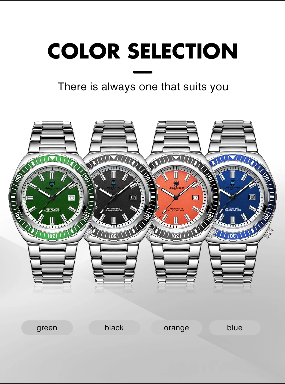 Montre homme de luxe, style business, date, jour de la semaine, étanche, lumineuse, bracelet sport en acier inoxydable, mouvement à quartz._voghion.com